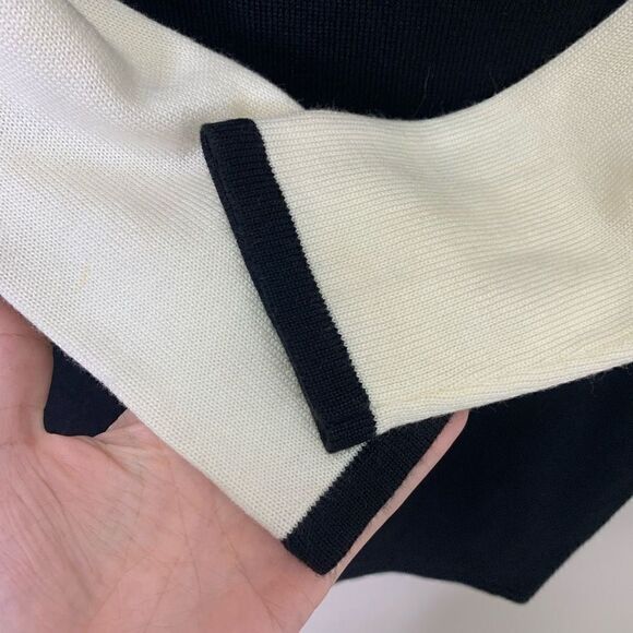 Ivanka Trump Knit Sweater Dress Black And White Long Sleeve Small Gold Zippers - Picture 6 of 8